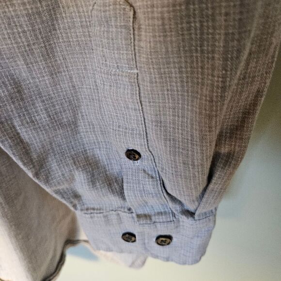 IZOD Men’s XLT Tall Button Down Shirt | 100% Cotton Gray Cream Plaid Long Sleeve - Picture 4 of 10